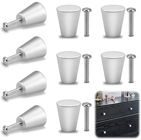 Ownkim 9 Piezas Pomos para Muebles en Aluminio Mate con Tornillos Incluidos - Diseño Moderno y Duradero para Renovación de Cocinas y Baños - Fácil Instalación y Versatilidad (Redonda, Plata)
