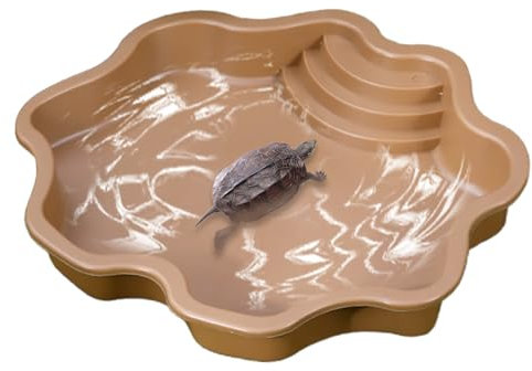 Reptilien-Badebecken, Reptilien-Wasserschale | Große Reptilien-Schildkröten-Badewanne, Futternapf | Eidechsen-Lebensraum mit Rampe, Schildkröten-Futternapf für kleine Geckos, Schildkröten