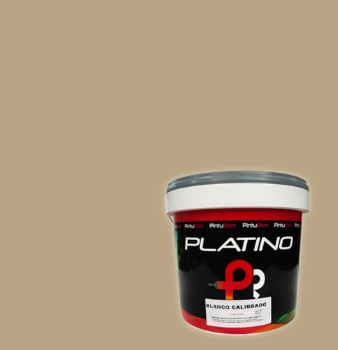 Pintura interior de paredes en color marrón camel PLATINO COLOR, magnífica cobertura, secado rápido, 14 Litros.