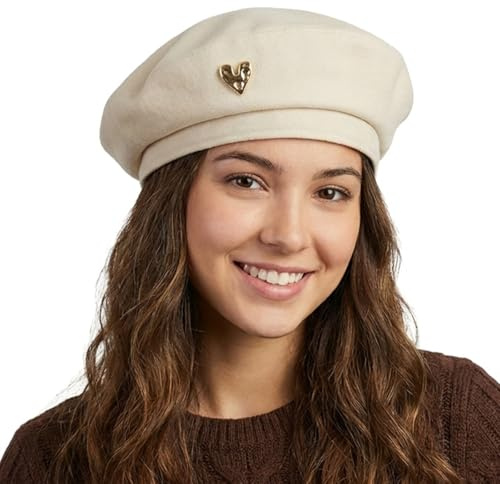 howkuhat Cotton Beret Hat Women Spring Autumn Beanie French Beret Women's Berets Adjustable Retro Beige Beret Women for Travel Part Classic Women Accessories