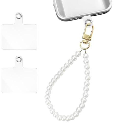 Telefon Charm, Telefonrem Telefon Charm Rem Telefon Kedjepärlor med 2 Styck Rygglapp Telefon Handrem Telefon Handledsrem Mobiltelefon Charms Pärlband Telefonrem Telefontillbehör Kedja för kvinnor
