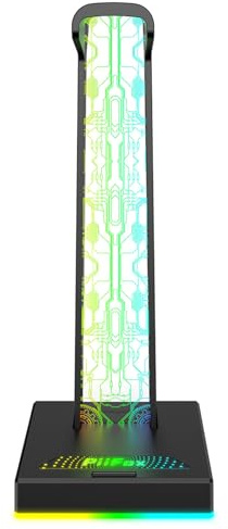 Zuoeay Cuffie da gioco a LED Stand Con 2 Porta USB Supporto per cuffie da gioco per PC Supporto per auricolari Gancio Accessori per stazione di gioco Salvaspazio Archiviazione per cuffie