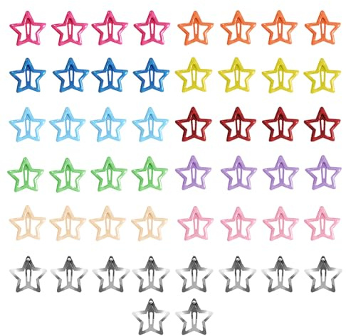 Lot de 50 barrettes à cheveux en forme d'étoile Kawaii Y2K en métal pour femmes et filles (plusieurs couleurs)