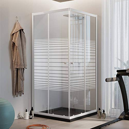 Idralite Cabine de Douche Blanche Carré 90x90 CM H185 Verre Sérigraphié Mod. Blanc