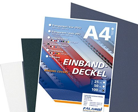 100 Einbanddeckel Leinenstruktur, Rückenkarton 250 gr/m², Rückendeckel für Bindungen (weiß)