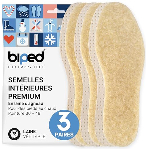 biped 3 pares de plantillas de invierno con lana de cordero - Plantillas calientes para zapatos - Plantillas de zapatos extra suaves para hombres y mujeres z2389(38)
