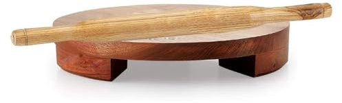 Belan Chakla i trä, gul, belan chapati (roti) tillverkare liten, chakla, trächakla, chapati-tillverkare, roti-maker, cirkulär bräda (Chakla), kavel (belan), chakla och belan set, chakla belan, kavel