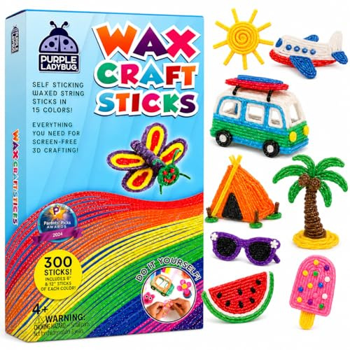 Easter Basket Stuffers for Kids - Bendable Wax Craft Sticks - Easter Crafts for Kids, Camping Essentials, Road Trip Activities, Travel Toys for Toddlers in Car & Airplane - 15 Colors, 300 Pcs