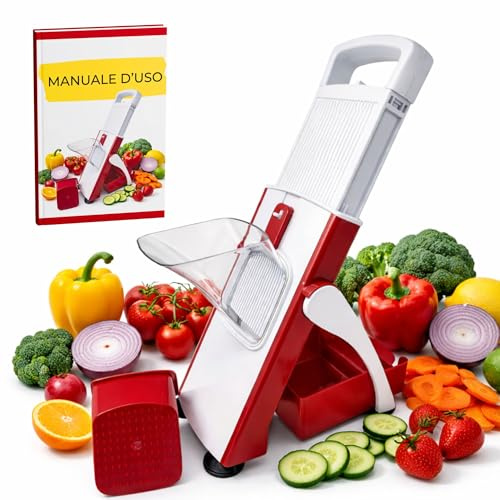NAMAI - Mandolina per Verdure Professionale con 27 Combinazioni di Taglio, Lame in Acciaio Inox Resistente, Adatto In Lavastoviglie, Taglia Verdure, Pratica e Sicura