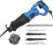 Corded Fret Saw Electric Reciprocating Saw 4 Blades 2800SPM Variable Speed Wood Metal Cutting Recip 180° Adjustable Hand Held (28mm Stroke Length), 3M Cable, Led Work Light