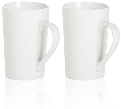 Coffee Mugs Set of 2, 13 Oz Plain White Porcelain Mugs for DIY Paint,Dishwasher Safe, Microwave Safe, Chip-free,Lead-free (2Pack)