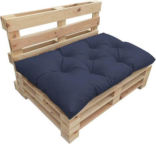 Chilly Pilley Cojín para Palets Impermeable de Jardín - Repelente Al Agua - Muchos Tamaños y Colores (Asiento 120 x 80 Azul Oscuro)
