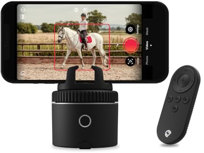 Pivo Equestrian Pod Auto Kamera Stativ 360 Grad für Pferde, Automatische Handyhalterung, Intelligente Aufnahme, Bewegungssensor mit Fernbedienung (Black)