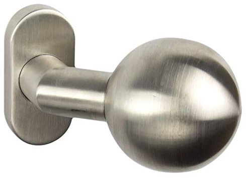 Aqbau® Gekröpfter Türknauf Knauf Kugel Feststehend auf Ovalrosette, Türknopf edelstahl, Knopfdrücker, Kugelknopf Silber, Rostenfrei für Außen- & Innenbereich Türbeschlag
