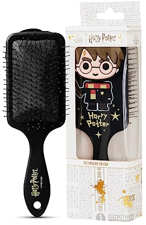 Harry Potter Haarbürste für Mädchen, für alle Haartypen, Entwirrung, Styling, Damen, Beauty-Accessoires, Handtaschengröße, offizielles Produkt (schwarz)