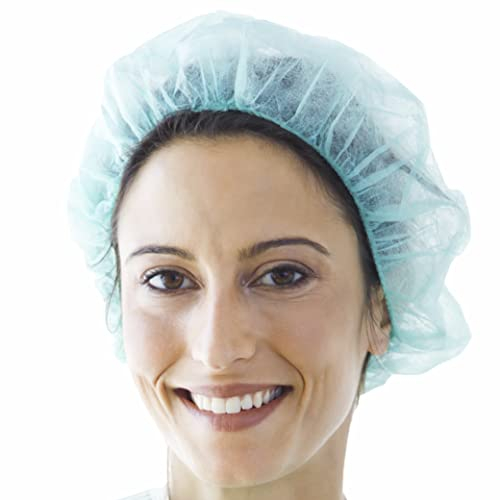 Professionelle Einweg Haarnetz (100 STK) Op Haube mit Gummizug für Haarschutz in der Chirurgie, Küche, Schwestern, Kosmetika, Hygiene - Gefaltetes Modell (BLAU)