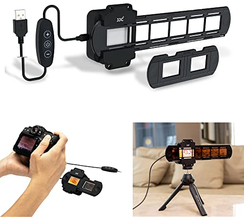 JJC Filmdigitalisierungsadapter mit LED-Lichtset Konvertieren von 35-mm-Negativfilm & Dia in digitales JPEG, 10 Helligkeitsstufen USB-LED-Lampe, 35-mm-Diahalterung & 35-mm-Filmstreifenhalter