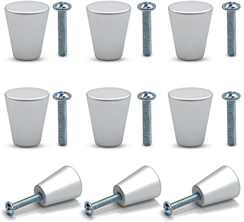 9 Metal Cabinet Knobs.Modern Matte Aluminum Furniture Drawer Knobs with Screws.Round Shape Knob for Kitchen Cabinets, Drawers, Furniture Renovations and Bathroom Cabinets (Silver)