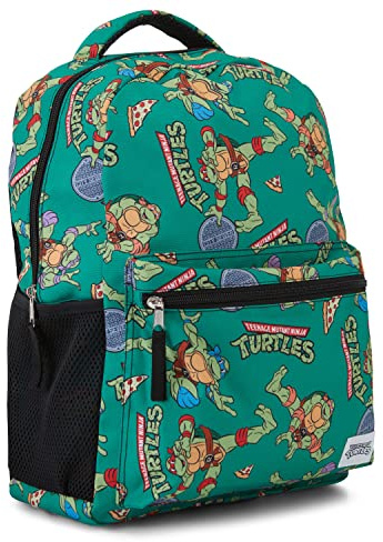 Teenage Mutant Ninja Turtles Backpack - Leonardo, Donatello, Michelangelo & Raphael - Officially Licensed TMNT School Bookbag, Green, One Size, Classic