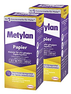 Metylan Papier, starker Tapetenkleister für leichte, normale und schwere Papiertapete, Kleister zum Tapezieren und Basteln ohne Konservierungsmittel, 2x125g