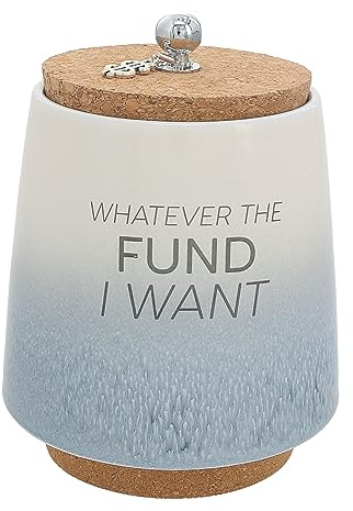 Pavilion - Whatever I Want Fund 6.5-inch Unique Ceramic Piggy Bank Savings Bank Money Jar with Cork Base and Cork Lid, Ombre Blue
