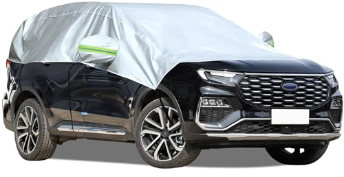 Hrozny Car Windshield Cover for Ice and Snow, SUV Half Car Cover Top with Reflective Straps, Winter Car Snow Cover Universal Fit for Most Cars (SUV)