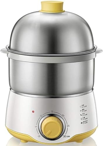 OUSIKA Hervidores de huevos for el hogar, cocina eléctrica doble de acero inoxidable, electrodomésticos de cocina, vaporizador, perilla de sincronización de 30 minutos Vapor
