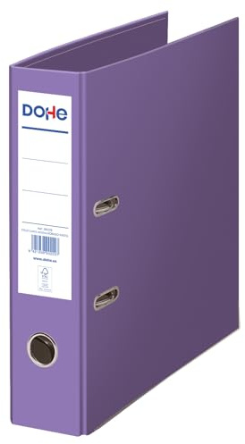 DOHE Raccoglitore a 2 Anelli Ecologico-capacità 520 Fogli, Formato Foglio 29 x 35 cm, Dorso 7 cm con Porta Carte, Apertura Facile a Leva, Forniture per Ufficio-Viola ECOFILE, Cartone Metallo, Folio