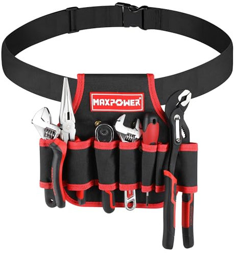 MAXPOWER Ceinture à outils pour électricien avec 7 poches, ceinture à outils pour bricolage, charpentier, menuisier, construction, plombier
