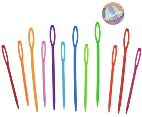 Big Eye Needles, Dujelixa Ago Cucito Plastica, 60 pezzi Ago Arazzo Mescola i colori in modo casuale, 7cm e 9cm Aghi di Plastic per Bambini, Ago rammendo, Ago Cucito Grande, Aghi per Cucire a Mano