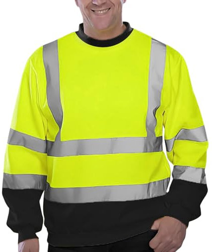 Caxndycing Giacca di avvertimento, da uomo, con strisce riflettenti, softshell, Blu, S