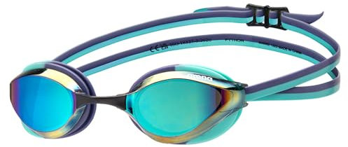 ARENA Python Racing-Schwimmbrille für Damen und Herren, Anti-Beschlag, verspiegelte Gläser, maximaler Komfort, Doppelriemen, kleine Passform, türkis/zukünftige Dämmerung/Wasser