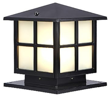 JMEDIC Lámparas De Poste para Exteriores, Luces Cuadradas para Exteriores E27 con Tapa De Columna De Pedestal, Lámparas De Estigma De Pared Impermeables IP65, Luz De Pilar con Carcasa De Aluminio