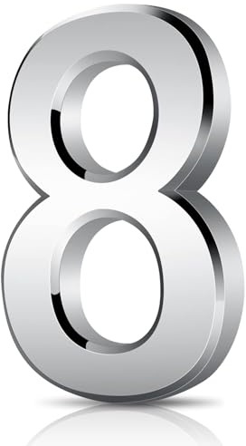 3 Inches Door Numbers Silver Self Adhesive 3D Mailbox Number Waterproof House Door Numbers Street Number Stickers for House Mailbox Apartment Hotel Courtyard Cafe (8)