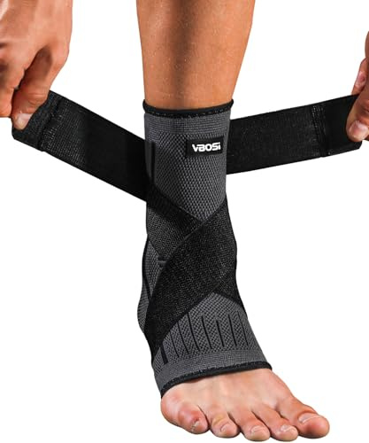 Kuzimua 2 Pack Ankle Support Brace, Adjustable Ankle Brace Wrap Strap for Sprained Ankle, Achilles Tendonitis, Ligament Damage, Plantar Fasciitis, Sports, Foot Support (2x Black, M)