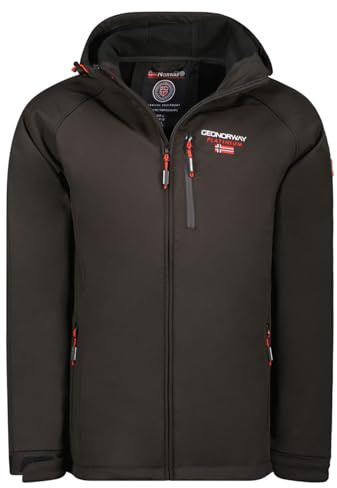 Geographical Norway Takitoama Men - Veste Softshell Capuche Homme Impermeable - Manteau Outdoor Blouson Coupe Vent Tactique Resistant - Randonnee Ski Automne Hiver Printemps (Noir XL)
