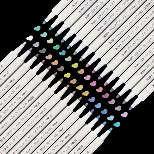 Thboxes 30 Colori Pennarelli Glitterati, Penne Glitterate Colorate Metallici per Ragazze Pennarelli Decorativi Penne Glitter per Scrapbooking Pittura Artigianato Regalo Bambina