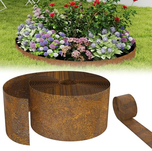Aufun Bordure de Jardin en Acier Corten 20M Bordure de Parterre en Métal 14cm de Hauteur, délimitation de Pelouse Idéal pour délimitation de Pelouse, Bordure de parterre flexible pour les amateurs de