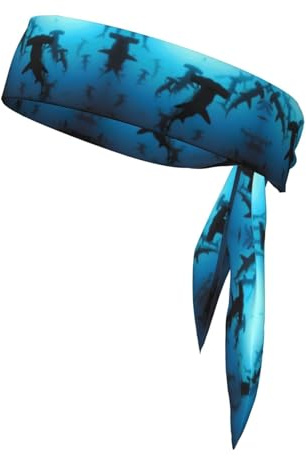 Bandeau imprimé requins marteaux pour homme et femme, bandeau anti-transpiration, serre-tête pour tennis, entraînement de gym