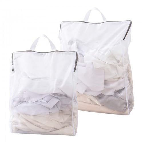2 pezzi Sacchetti Rete Biancheria, Sacchetti Lavatrice Biancheria, Grande Sacchetto Lavatrice, Retina per Lavatrice con Cerniera, Sacchi per il Bucato in Rete, per vestiti, calzini, biancheria intima