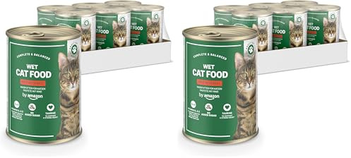by Amazon Cibo umido per gatti senza cereali, in barattolo, paté di manzo, 6 x 400 g (Confezione da 2)