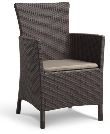 Allibert Dining Sessel Iowa, Braun, Stuhl Kunststoff, bequeme und robuste Kunststoffstühle Garten