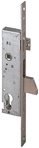 CISA 146215250 - Cerradura de rosca de cerrojo con cilindro para montantes, versión de cerrojo y pestillo, frontal de acero inoxidable, entrada 25, Ambidestra