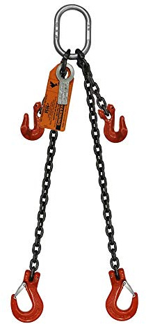 9/32 x 12' Adjustable Type-B Two Leg Bridle Chain Sling | 7,400 Lbs. WLL | Sling Hook-to-Grab Hook | Grade 100 Alloy | 1/2 Master Link | for Tough Conditions | Hanes Supply (HSI)
