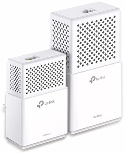 TP-Link TL-WPA7510-KIT (DE) AV1000 WLAN, AC750 (hasta 300 Mbit/s a 2,4 GHz y 433 Mbit/s a 5 GHz), adaptador de red Gigabit Powerline (2 puertos Gigabit, ideal para HDTV, versión alemana), color blanco
