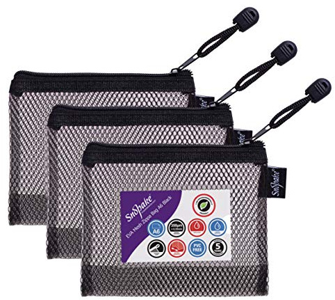 Snopake A6 High Capacity Black EVA Mesh Zippa-Bag [Pack of 3] 150 x 120mm – Heavy Duty Bag with Hanging Loop and Business Card Holder [15878]