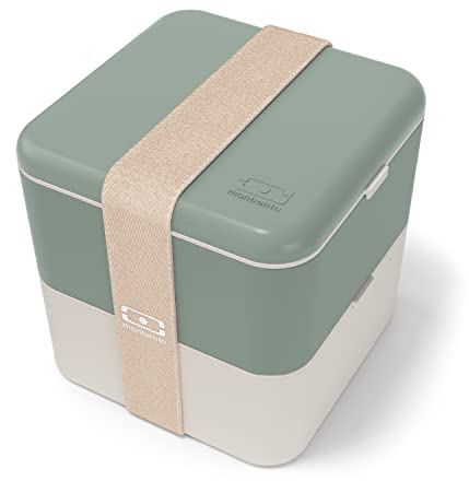 monbento - Gross Bento Box MB Square Natural mit Fächern Made in France - Auslaufsicher Lunchbox Perfekt für Büro/Meal Prep/Schule - BPA Frei - Lebensmittelecht - Grün
