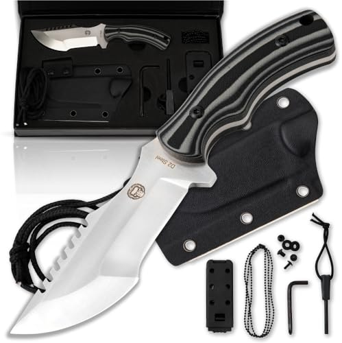 Holtzman's Gorilla Survival Baby Tracker Fixed Blade Hunting & Camping Knife with Fire Starter and Complete Tactical Survival Kit (Grey)