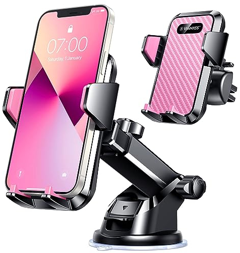 VANMASS 【Patentes y Certificados de Seguridad Soporte Movil Coche 2025【29+Kilo Succión Protección Militar】 Teléfono Salpicadero Parabrisas Ventilación para iPhone 16 15 Pro MAX Samsung, Rosa