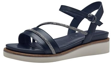 Tamaris Damen Plateau Sandalen Leder Sommer; NAVY/blau; 37 EU